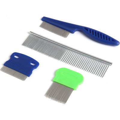 【CC】 Small Dog Combs Sets of 4 Grooming Comb Cats Dogs Lice Tear Stain Remover Cleaning Pets