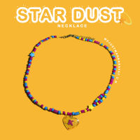 Star Dust Necklace (สร้อยคอ ลูกปัด หัวใจอคริลิค เลือกตัวอักษรได้)