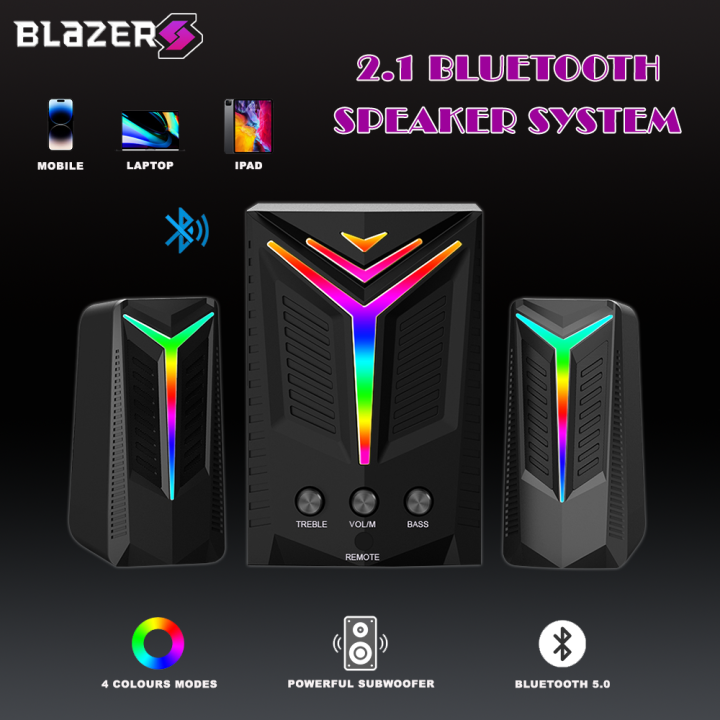 Popcorn 2.1 Bluetooth Home Theater Subwoofer Speaker RGB Lighting