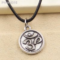 New Fashion Tibetan Double Sided Yoga Om Pendant Necklace Choker Charm Black Leather Cord Factory Price Handmade Jewelry