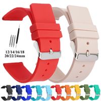 【hot】 12/14/16/18/20/22/24mm Soft Silicone Band Rubber Wrist Accessories