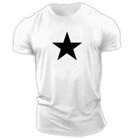 2022 Cotton 3d Five-pointed Star Print Simple Solid Color T-shirt Mens Casual Short-sleeved Loose Breathable T Shirts Top Tee