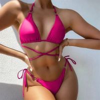 hotx 【cw】 2022 Woman Criss Swimwear New Color Bandage Split Swimsuit Set 2 Female