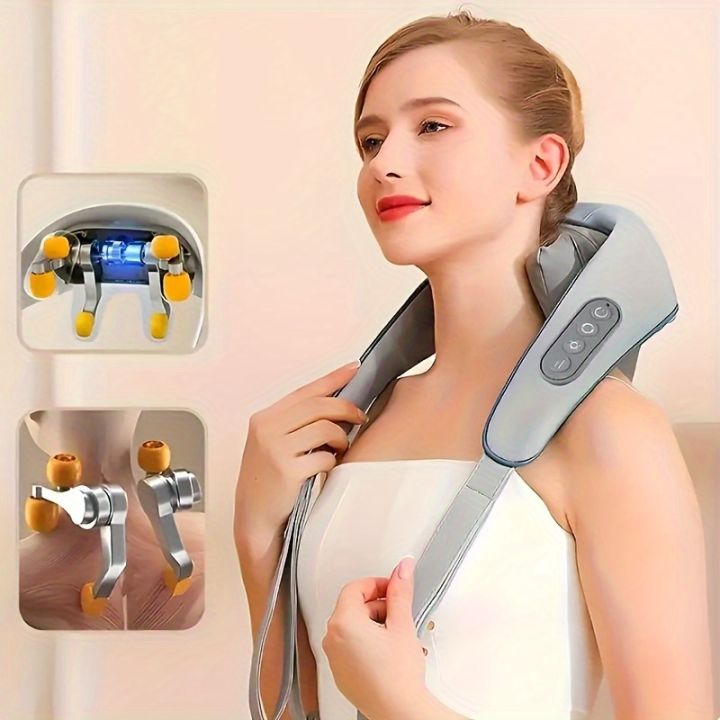 1pc Electric Neck And Shoulder Massager With Heating Function,  Multi-purpose Massage Pillow, Suitable For Deep Tissue Massage On Neck,  Back, Shoulder And Leg