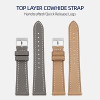 （Bar watchband）สายนาฬิกาหนังแพะทำด้วยมือ,สายรัดข้อมือแบบนิ่มสายหนังแท้แบบปลดเร็ว18 19 20 21 22มม.