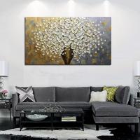 Pure Hand Painted Oil Painting on Canvas White Floral Painting Home Wall Art Decoration No Frame Christmas Gift