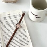 Retro coffee small brown watch womens simple temperament small square dial watch ins forest small dial thin strap compact