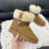 Platform Snow Boots Women 2021 Winter Flats Ankle Fur Warm Shoes Plush Fashion Designer Cozy Non-slip Goth Casual Boots Mujer