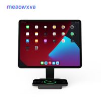 MEAOWXVA แท็บเล็ต360 ° ขาตั้งแม่เหล็ก Ipad แบบปรับได้พร้อม15W ชาร์จไร้สายการหมุนอลูมิเนียมสำหรับ Ipad Pro อากาศ12.9 /11"