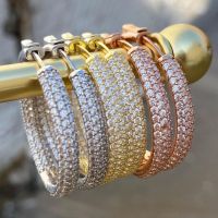 Rose Gold Huggie Hoop Earrings Rose Gold Pave Hoop Earrings - 25mm Huggie Hoop - Aliexpress