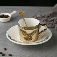 ชุดกาแฟเซรามิกแก้วกาแฟกระจกเงาเคลือบอิเล็คโทรเพลทสไตล์ยุโรปที่ดูดีมีเงาสะท้อน