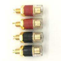 ☾ 1 Par de Alta Qualidade de Bronze New Speaker Cable Amplificador Terminal Binding Post RBS 4mm Banana Connector Coverter