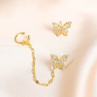 【YP】 Cross-border hot style ornaments long chain earrings stud temperament ear clip without pierced bones butterfly