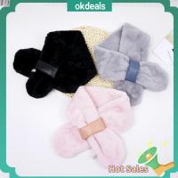 OKDEALS หญิง น่ารัก สไตล์ญี่ปุ่น ผ้าพันคอขนกระต่าย Faux Rex ให้ความอบอุ่น หนา เอี๊ยมข้ามตุ๊กตา