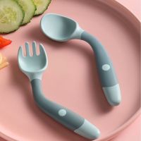 Children Learn to Eat Training Tableware Twist Fork Spoon Silicone Soft Spoon Bowl Fork Spoon Sets