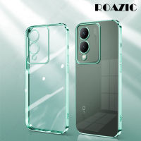 ROAZIC เคสใสกันกระแทกสำหรับโทรศัพท์ VIVO Y17s ขอบกล่องโลหะชุบหรูหราปลอกซิลิโคนนิ่มโปร่งใส