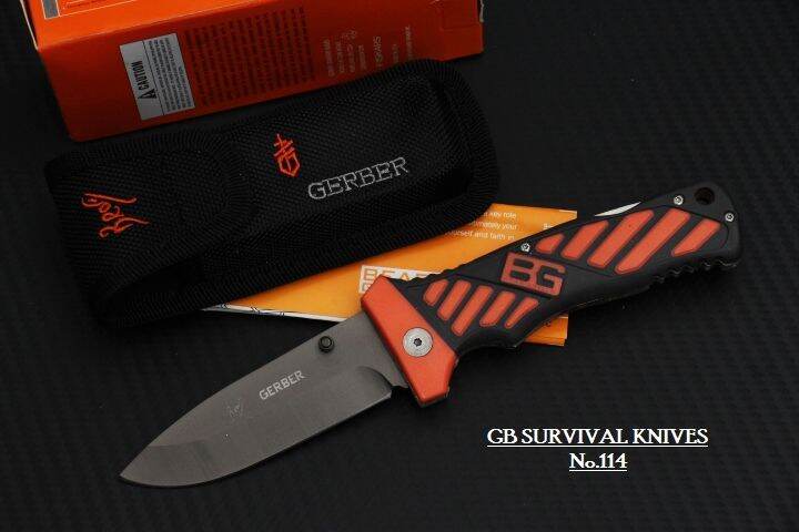 มีดพับ-survival-gb-รุ่น-114-มีดพับพกพายามฉุกเฉินพร้อมซองไนลอนอย่างดี