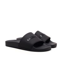 [Shoe box + bag] all black couple slippers casual loose comfortable slippers for men and women