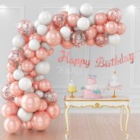 Rose Gold Balloon Arch Garland Kit Clear Premium Latex Balloons Wedding Bridal Baby Shower Birthday Bachelorett Party Decoration