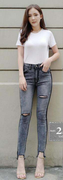 ถูกสุดๆ-2511-vintage-denim-jeans-by-araya-กางเกงยีนส์-ผญ-กางเกงยีนส์เอวสูง-กางเกงยีนส์ผู้หญิง-กางเกงยีนส์-กางเกงยีนสยืด-เอวสูง-เรียบหรูดูแพง-กางเกงยีนส์แฟชั่น-แต่งแถบเก๋ๆเนื้อผ้านิ่มใส่สบาย-เข้ารูปเป๊