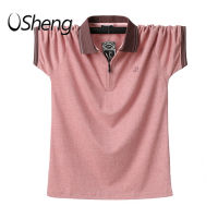 VSheng M-6XL ขนาดใหญ่เสื้อโปโลผู้ชายซิปยืดเสื้อยืดขนาดใหญ่ Threadwork Cuff เดรสคอปกแขนสั้นขนาดพิเศษ Tops สูงสุด135กก.