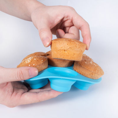 กระทะอบคัพเค้กซิลิโคนแบบปรับขนาดได้แม่พิมพ์เค้กทรงกลมมี7รูกันน้ำตาแบบทำมือสำหรับอุปกรณ์ในครัว