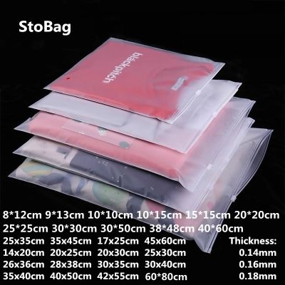 StoBag 10pcs Double Face Frosted Zipper Lock Self Seal Bags For Home Travel Storage Clothes Packaging Supplies Custom Logo