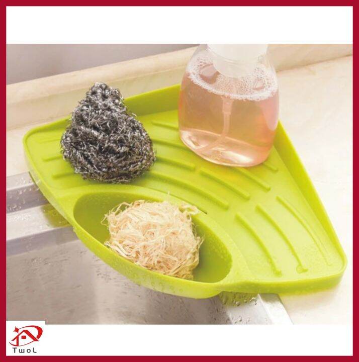 TwoL Plastic Wall Mounted Kitchen Sink Tool Corner Storage Rack