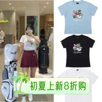 2023 Korean Original Single MALBON Golf Clothing Ladies Short-Sleeved T-Shirt Cute Print Comfortable Soft Top