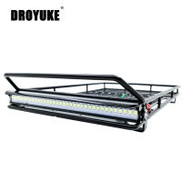 Droyuke Metal Roof Rack Luggage Carrier with 36 LED Spotlight bar For 110 RC Car Trx4 RC4WD Cherokee Wrangler Axial Scx10