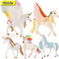 Novo สัตว์ Brinquedos Simulação Pegasus Unicórnio Modelo Mítico Elfos Elf Pegasus Figuras De Ão Modelo Pvc Arco-Íris Cavialo Crianças Presente