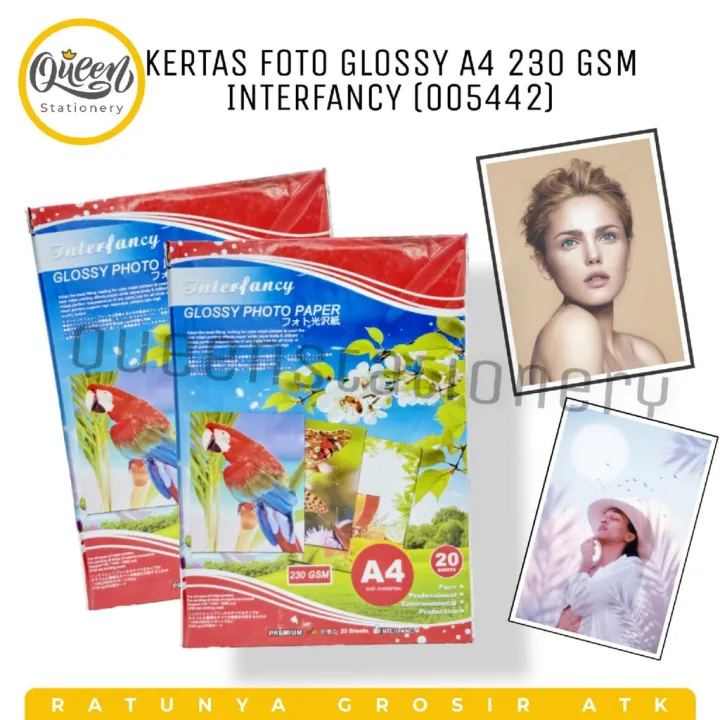 Kertas Foto Glossy A4 230 Gsm Interfancy Kertas Foto Mengkilap