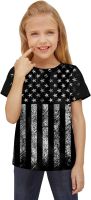 Kids USA Flag Independence Day Children Toddler 4 of July 3D Printed Tees Boys Girls Short Sleeve T Shirts Casual Tops (Black, 9-10 Years)