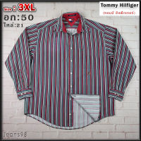 Tommy Hilfiger®แท้ อก 50 ไซส์ 3XL เสื้อเชิ้ตผู้ชาย ทอมมี่ ฮิลฟิกเกอร์ สีแดง เสื้อแขนยาว เนื้อผ้าดีสวยๆ