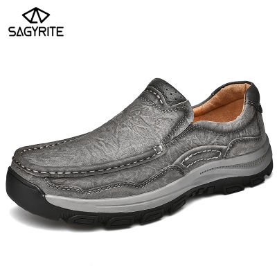 TOP☆SAGYRITE Big Size 38-44 Men Shoes 2021 Genuine Leather Shoes Casual Leather Shoes Formal Shoes Outdoor Hiking Shoes for Men Sports Shoes for men