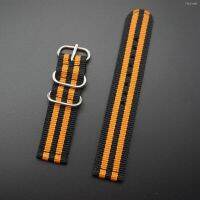 ⌚ Watch strap accessories สายนาฬิกาผ้าใบไนลอนหนาเหมาะสำหรับสายนาฬิกานาโต้ Pena Sea 18 20 22 24 มม. สีดำและแถบสีส้ม