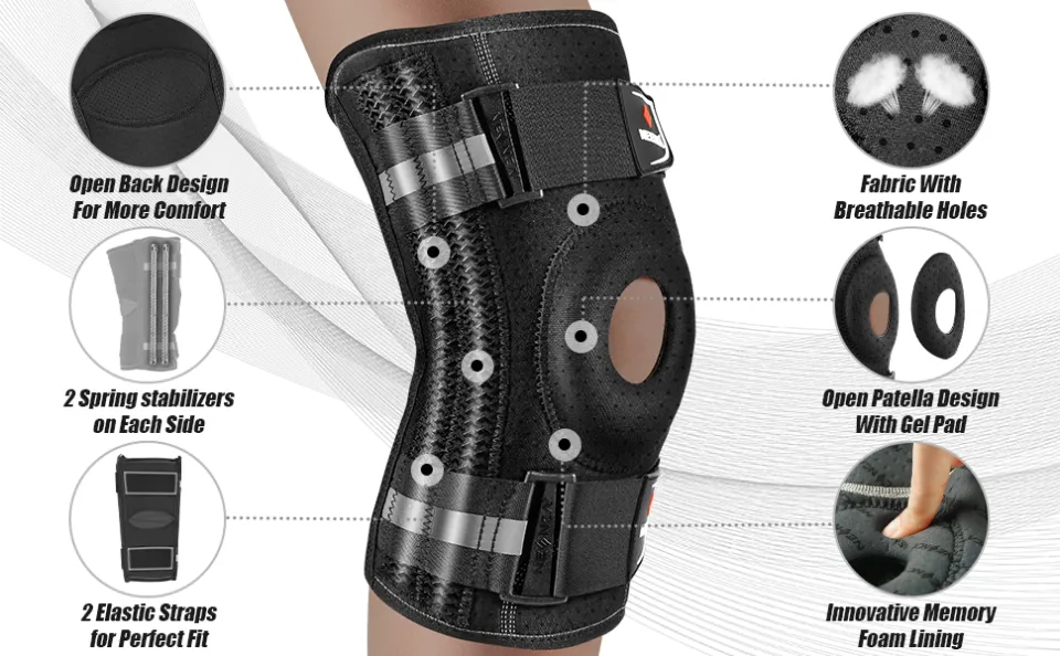 NEENCA Knee Brace with Side Stabilizers & Patella Gel Pads, Adjustable  Compression Knee Support Braces for Knee Pain, Meniscus Tear,ACL,MCL, Arthritis, Joint Pain Relief,Injury Recovery-4 Sizes. AC-54 Large