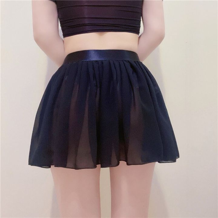 Mini Sexy Skirts Nightclub Women Transparent Upskirt Soft Chiffon Lotus ...