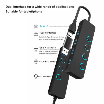 USB ฮับ C 4พอร์ต USB3.0 4ใน1 Type C แท่นวางมือถือสำหรับโทรศัพท์มือถือ