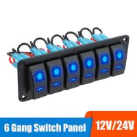 24V 12V Switch Panel 6 Buttons Light Toggle LED Automotive Car Accessories For Marine Boat Caravan RV SUV Trailer Truck Vehicles Power Points  Switche