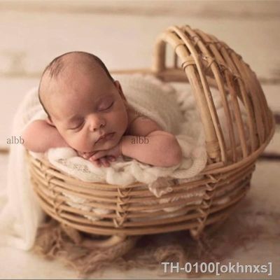 ♛ okhnxs Fotografia recém-nascido adereços retro rattan berço photoshoot acessórios do bebê travesseiro estúdio brotos foto crianças memória crescimento