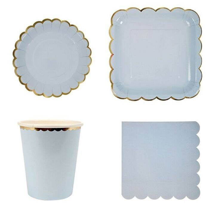 cw-disposable-paper-plate-cups-hot-stamping-dessert-plates-tableware-wedding-happy-birthday-supplies