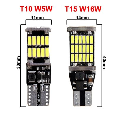☍✢☇ 2pc T10 W5W T15 W16W Car Led Lights Canbus No Error 4014SMD For Car Interior Accessories Lamp Tail Reverse Light 6000K White 12V