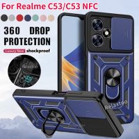 RealmeC53เคสเกราะกันกระแทกแบบไฮบริดสำหรับ Realme C53 C55 C53Nfc ของ Nfc C55Nfc 5G แหวนแม่เหล็กหรูหราที่จับทนทานกล้องเลื่อนเลนส์แบบดันปกป้องเคสแข็งเคสโทรศัพท์ฝาหลัง