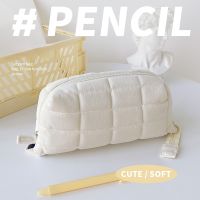 ₪☃☒ Japanese Pillow Pencil Bag High-value Cream Color Large-capacity Zipper Stationery Pencil Case Girls Makeup Storage Bag School