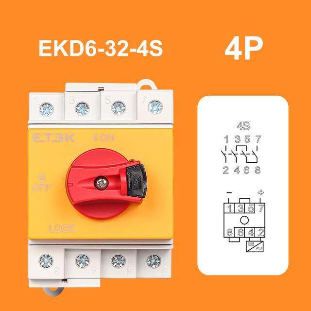 yf-isolator-pv-1000v-32a-2p-din-rail-mounting-rotating-handle-disconnector-certified-ekd6-db32