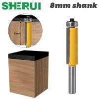 1pc 8mm Shank Trim Router Bit พร้อมแบริ่งสําหรับไม้รูปแบบแม่แบบบิตทังสเตนคาร์ไบด์มิลลิ่งคัตเตอร์สําหรับไม้