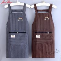 【hot sale】✣ D13 Pure cotton bib apron household kitchen hand wipe apron fashion one-piece overalls waterproof and oil-proof apron large pocket apron