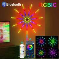 RGBIC Fireworks Light LED Strip SMD 5050 Festoon Fairy Light Remote/Bluetooth Control New Year Christmas Room Decor Adhesive Tap