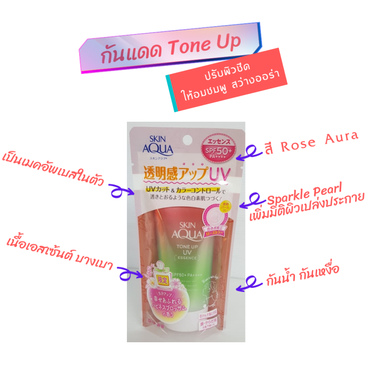 พร้อมส่ง-ครีมกันแดดญี่ปุ่น-rohto-skin-aqua-tone-up-uv-essence-spf50-pa-80g-มีให้เลือก-3-สูตร